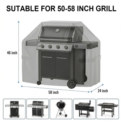 OHHANI Grill Covers, 58"W x 24"D x 46"H Outdoor, 210D Oxford with Adjustable Drawstring & Storage Bag, UV Protect, for BBQ
