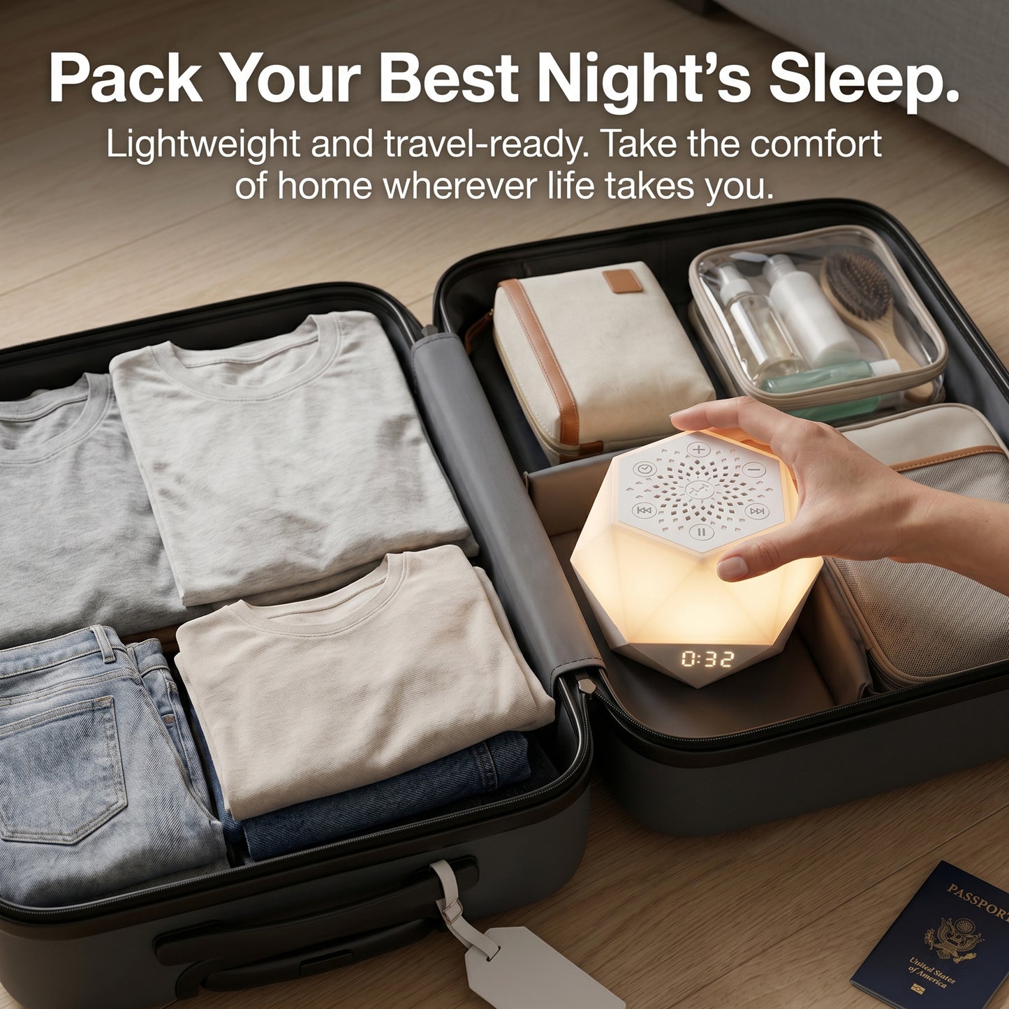 ZNQPLF Baby White Noise Machine, Bluetooth Sound Machine for Sleeping, 32 Sounds Portable Noise Machine with App Control & 8 Color Night Light，white