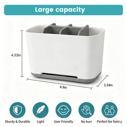 AOLIGO 5 Slots Bathroom Toothbrush Holder, with Drain Holes, Non Slip Design, Removable for Easy Cleaning, Suitable for Bathroom Vanities, Sinks, and Other Settings, Gray
