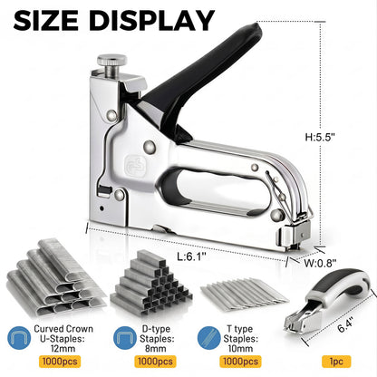 LZSDS 3 in 1 Heavy Duty Staple Gun for Woodworking, Manual Nail Gun Brad Nailer with Remover for Upholstery Carpentry DIY