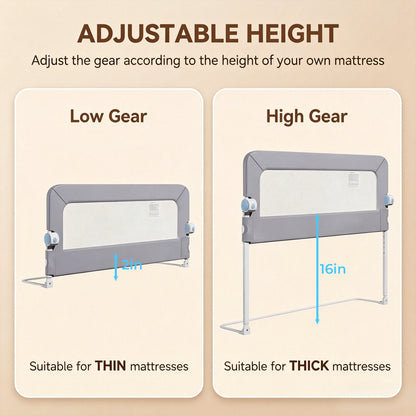 Bed Rails for Toddlers, Baby Bed Rail Guard Foldable Toddler Bed Rail (Gray, 71in Sizes)