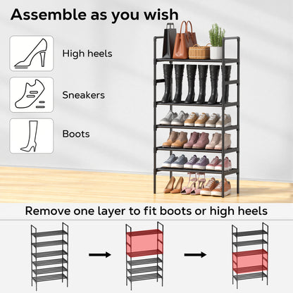 Riousery 6-Tier All-Steel Shoe Rack, Stackable Metal Shoe Organizer with Adjustable Shelves, Heavy-Duty Storage for Entryway, Closet, Bedroom