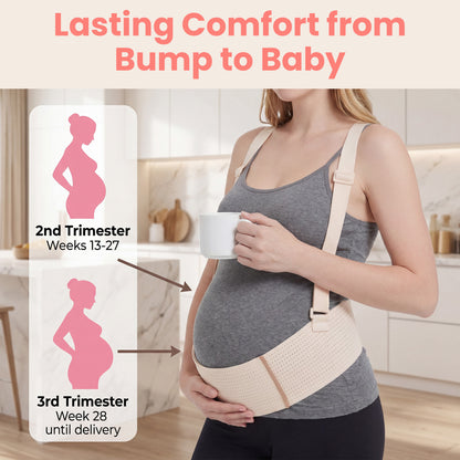 RUPOUN Maternity Belly Band – Back & Abdomen Support for Pregnant Women, Beige