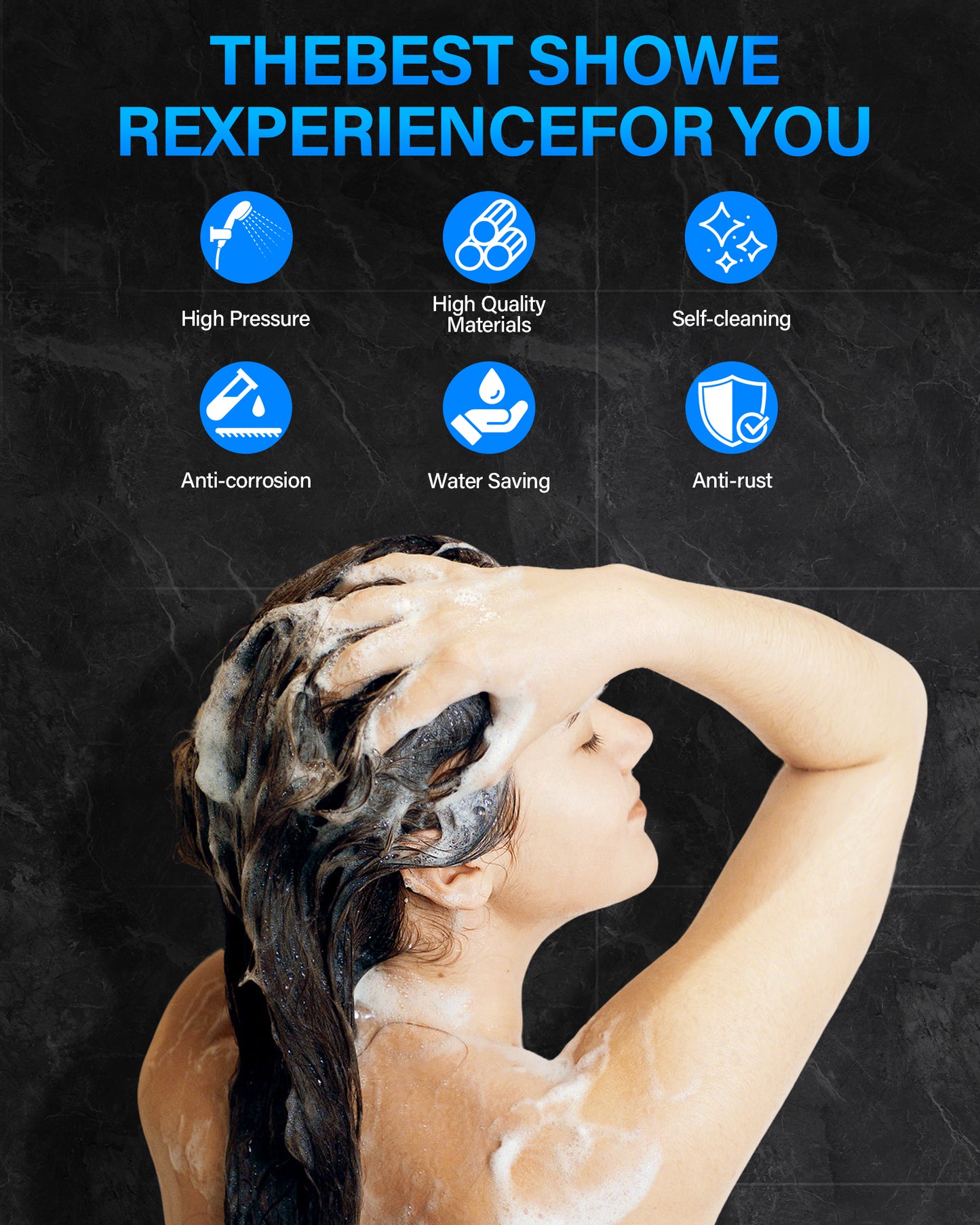 Hodvit Handheld Showerhead for Bathing 5 Spray Modes with 5 ft Stainless Steel Hose,Chrome