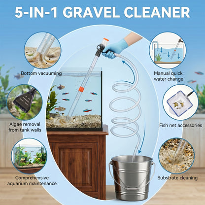 Alylo Aquarium Gravel Cleaner, 4-in-1 Fish Tank Cleaning Tool Kit for Water Changing