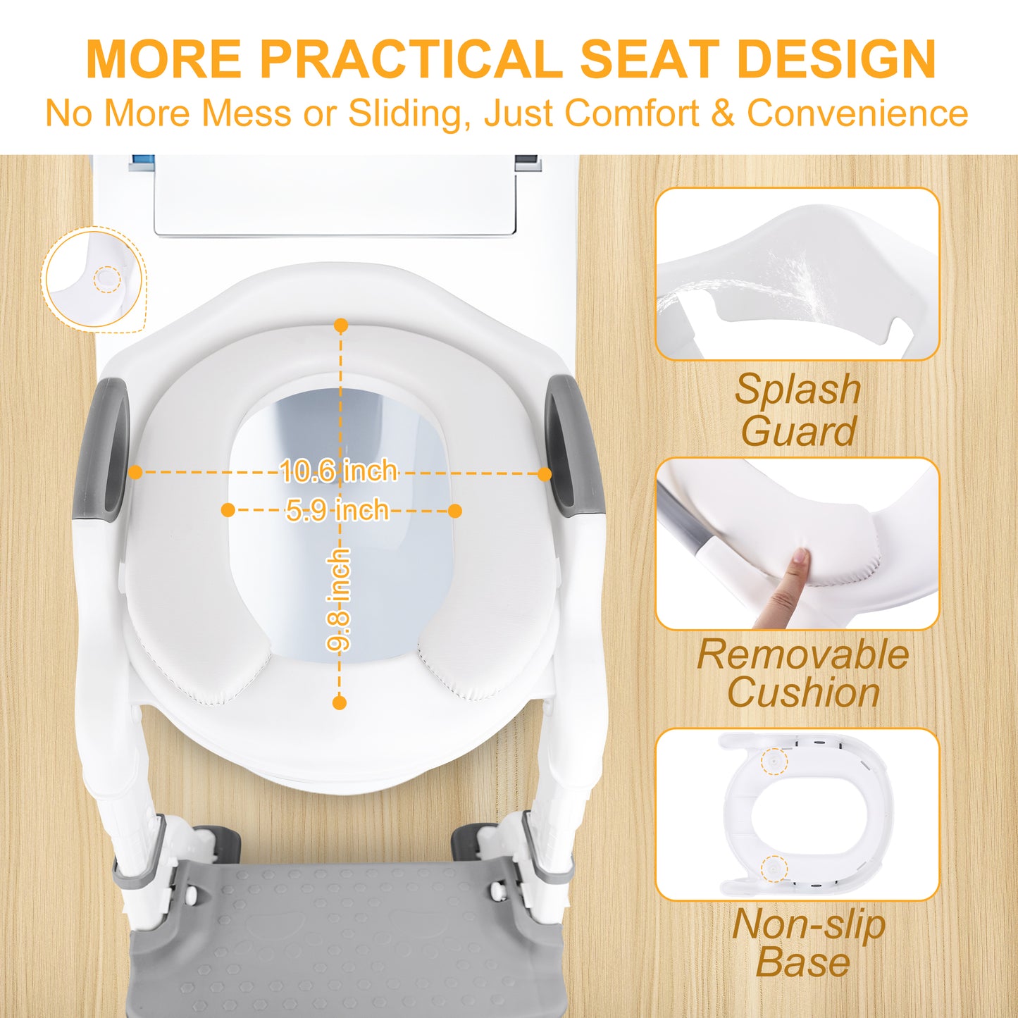 RUPOUN Potty Training Seat 2-in-1 with 2 Step Ladder Foldable and Adjustable Height