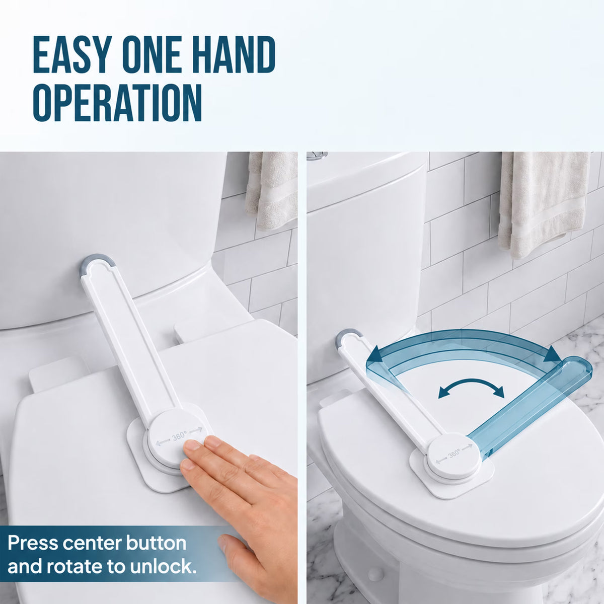 ZNQPLF White No Drill Baby Proof Toilet Lock, 2 Pack 3M Adhesive Universal Child Safety Lid Lock for Most Toilets