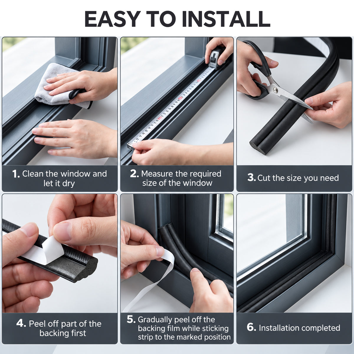 LZSDS Self-Adhesive Polyurethane Foam Door Weatherstrip, 33 ft Wedge-Shaped Window and Door Frame Seal, Black, 2-Pack