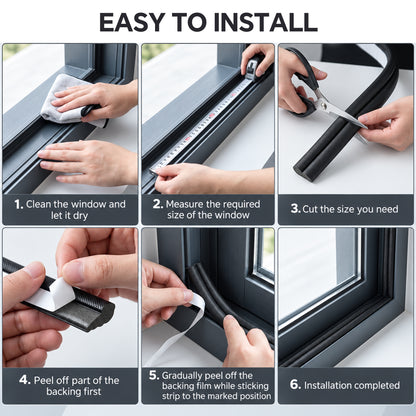 LZSDS Self-Adhesive Polyurethane Foam Door Weatherstrip, 33 ft Wedge-Shaped Window and Door Frame Seal, Black, 2-Pack