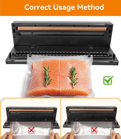 M Buder Vacuum Sealer Machine 16.5in, Automatic Sealing for Food Storage with Cutter, 5 Modes, Residential, Commercial