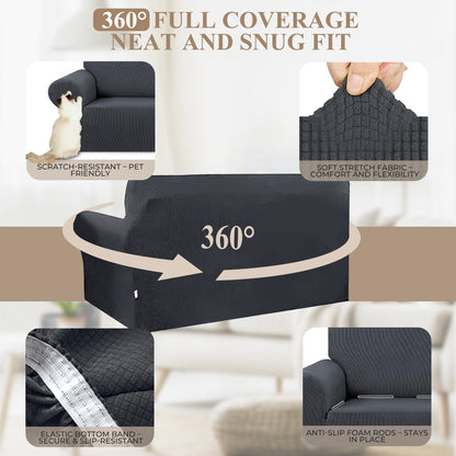 WEENEED Sofa Cover Non Slip Couch Cover Stretch Slipcover Leakproof Couch Protector for Kids Dogs Cats Pets, Dark Gray