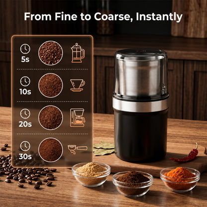 M Buder Electric Coffee Grinder, Spice Grinder with Stainless Steel 2 Blades, Electric Grinder For Coffee, Spices, Herbs & Garlic