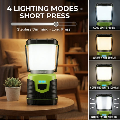 OHHANI Camping Lantern 1000LM with 5 Modes Camping Light Rechargeable for Power Cuts, Emergency Lighting, Hiking, Camping
