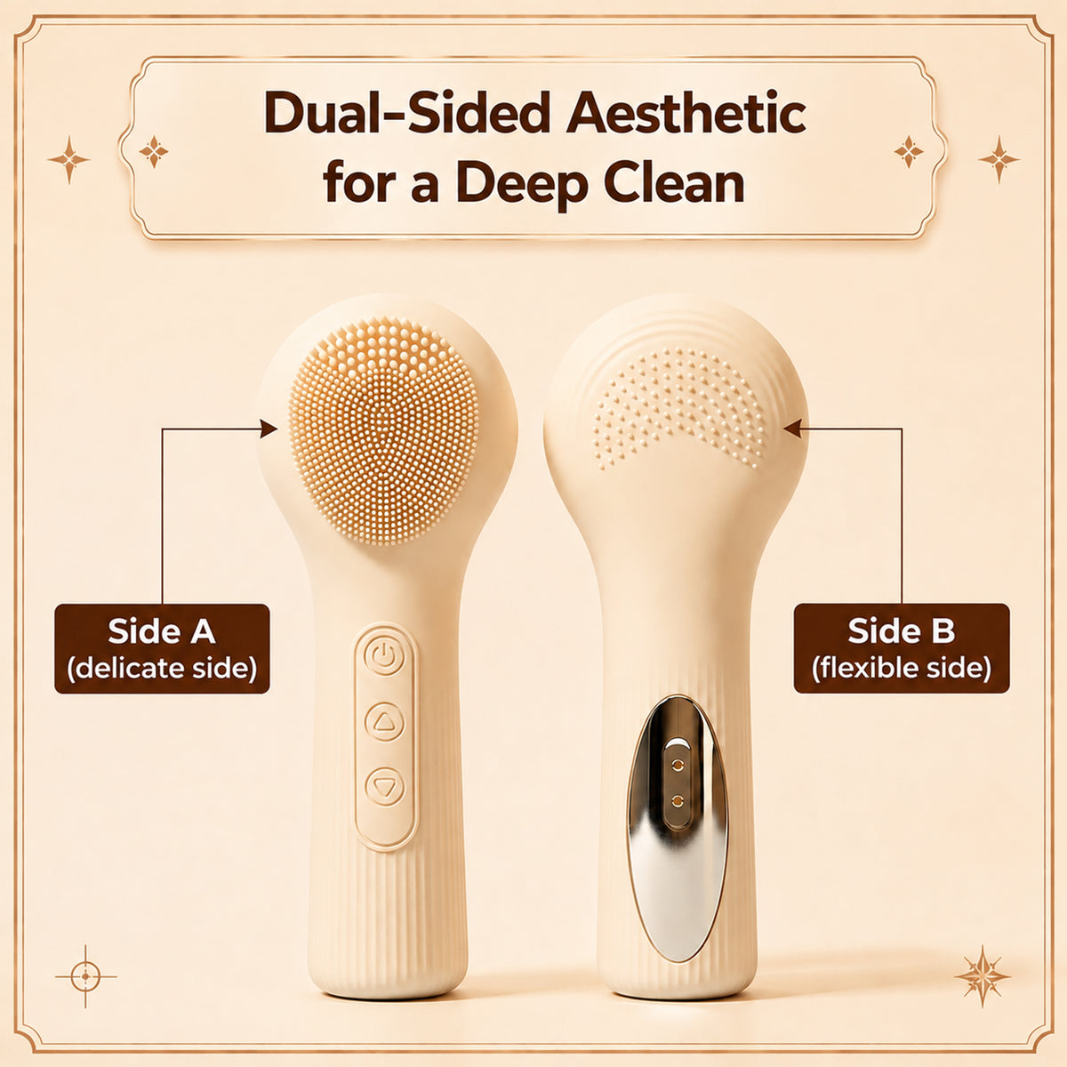 XSAPT Silicone Facial Cleansing Brush, 3-Speed Heated Face Scrubber, 5.63-inch