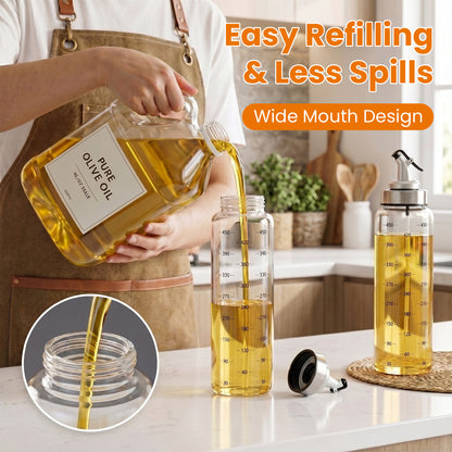 Riousery Glass Honey Dispenser Bottle, 17oz (500ml) No-Drip Syrup Dispenser with Measurement Marks, Stainless Steel & Glass, Leakproof Lid for Honey, Oil, Syrup