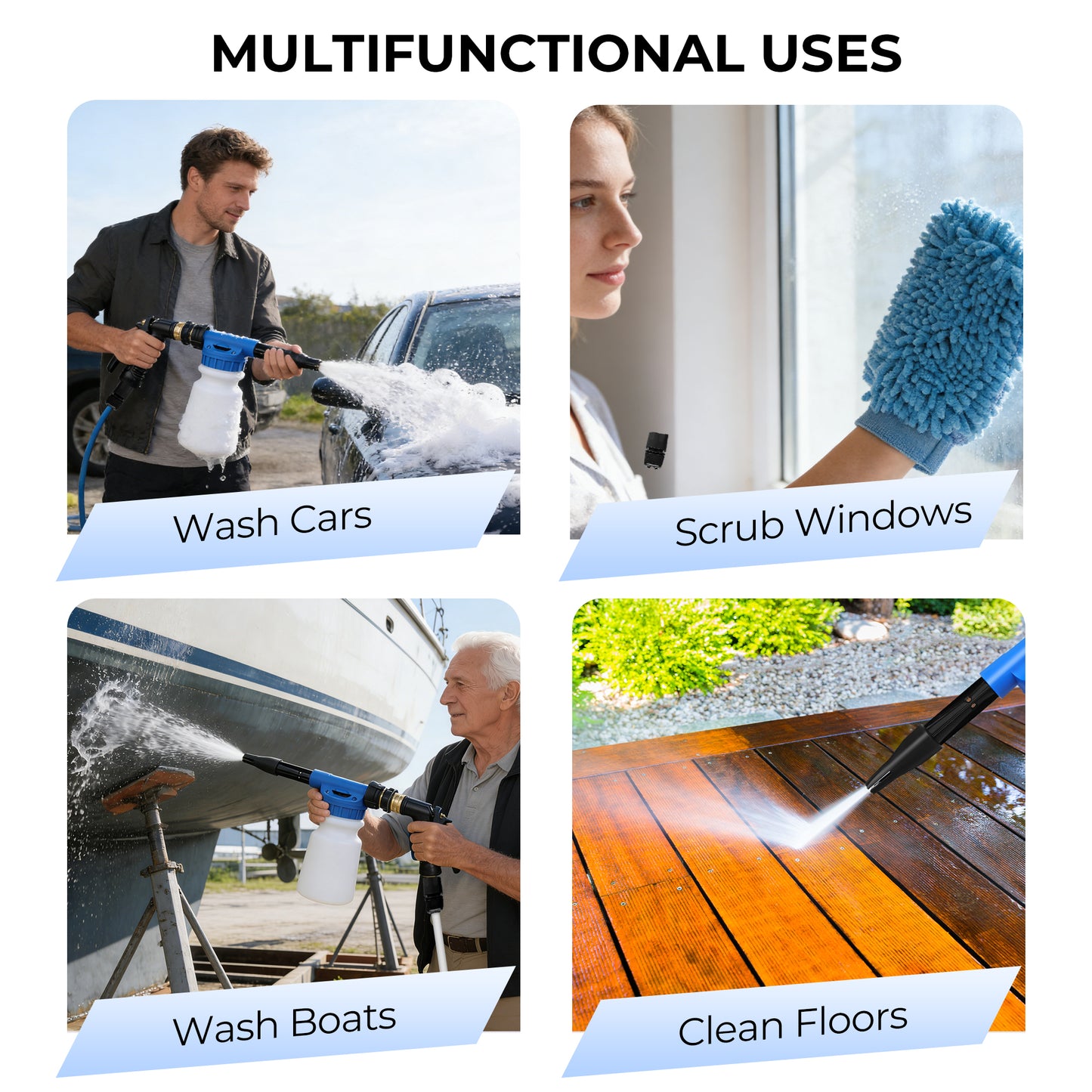 OHHANI Foam Cannon Adjustable Pressure Washer Foam Cannon, Professional Car Wash Gun, Nozzle Accessories, High-Density Cleaning Mitt for Car Washing and House Cleaning, Blue