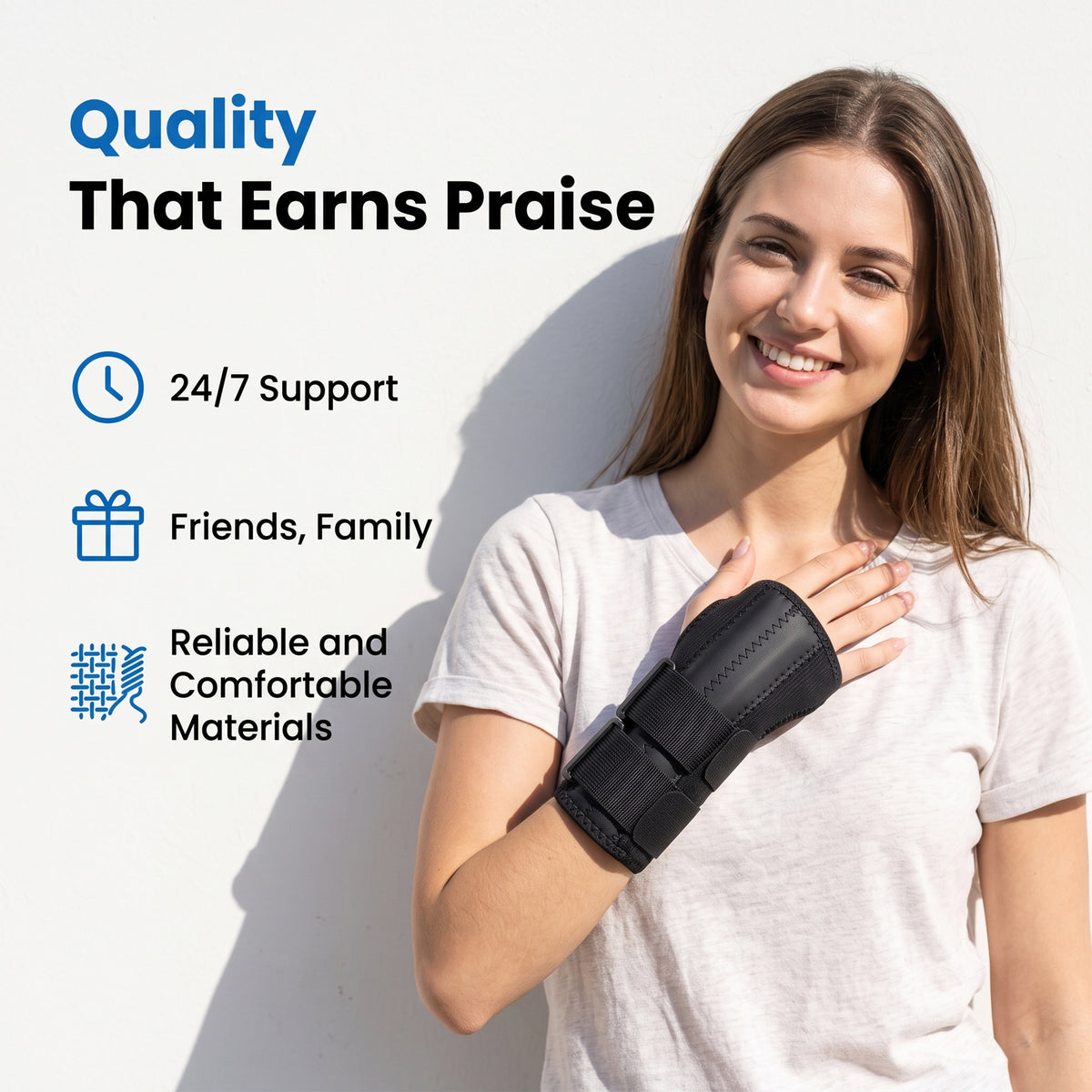 BOKYAN 2PCS Carpal Tunnel Wrist Brace, Adjustable Metal Splint Wrist Stabilizer for Tendonitis Arthritis, All Day Wear, Black