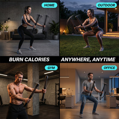 Feeray Ropeless Battle Ropes, 2-Piece High Inertia Cordless Fitness Equipment for Home Gym, Core & Cardio Training, Black