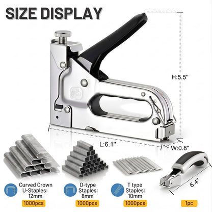 LZSDS 3 in 1 Heavy Duty Staple Gun for Woodworking, Manual Nail Gun Brad Nailer with Remover for Upholstery Carpentry DIY