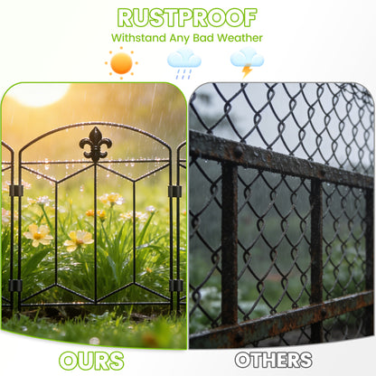 OHHANI Fence 10 Panels 26"x 24" Black Rustproof Metal Wire for Landscape Patio Yard Outdoor Decor