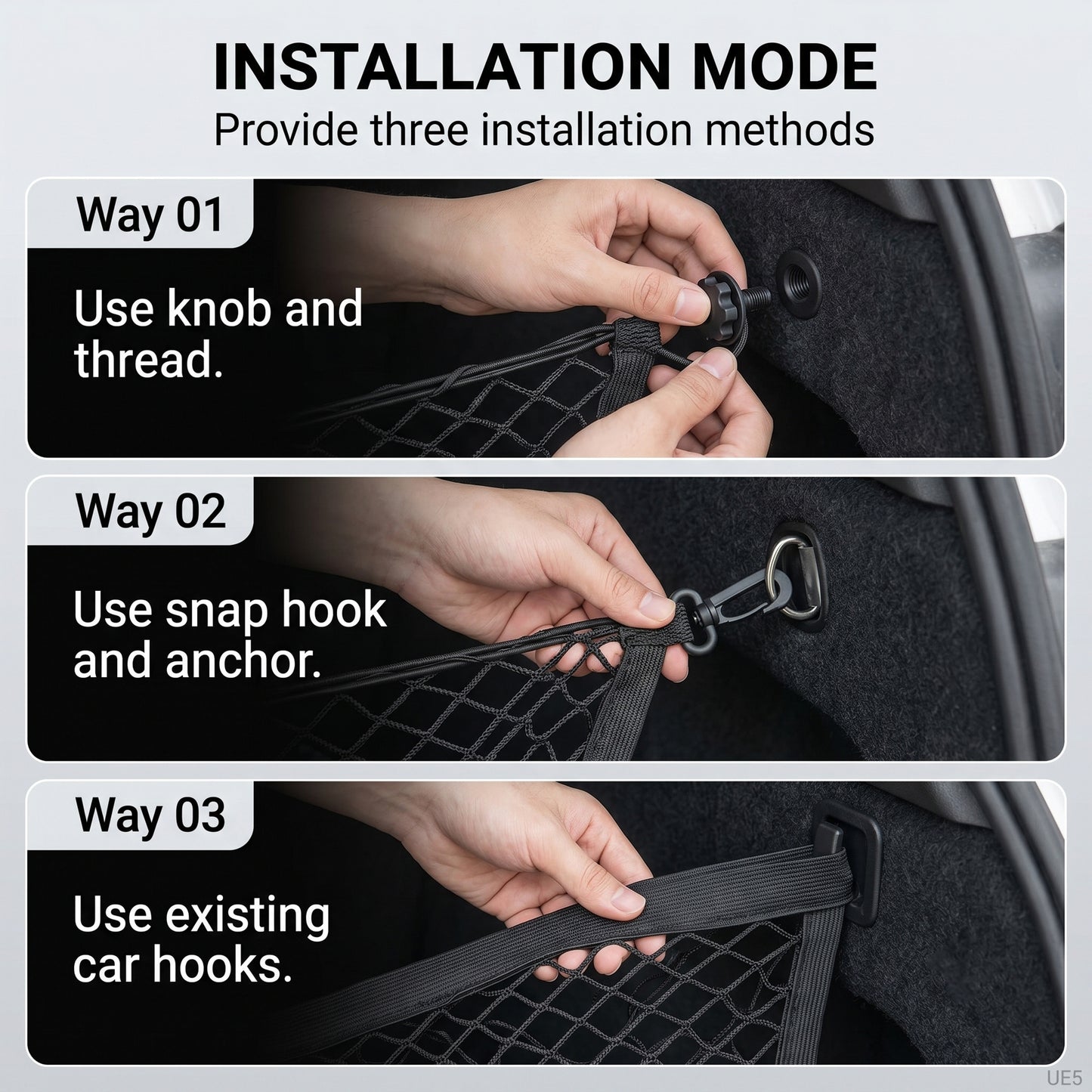 MORSUMA 55.1" x 18.5" Double Layer Trunk Cargo Net with Heavy-Duty Hooks, SUV and Sedan Storage Organizer