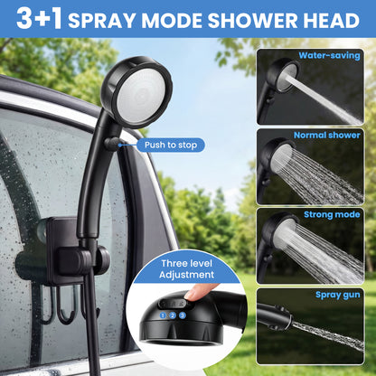 OHHANI Portable Shower for Camping LED Display 6000mAh Large Capacity Foldable Bucket for Hiking, RV, Traveling, Car Washing
