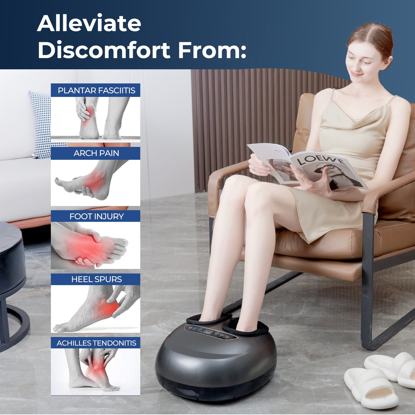 BOKYAN Shiatsu Foot Massager, Foot Spa for Comfort and Relief, Big, Gift, Black