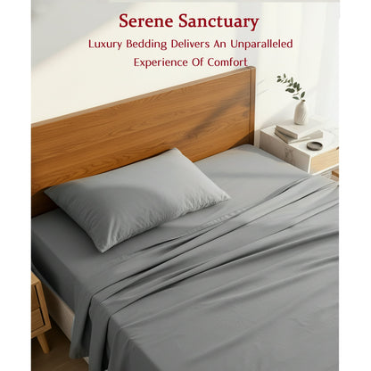 YGXNEWER 3 Pcs Twin Bed Sheet Comfort Set, Soft Breathable Microfiber Sheets, for 14" Deep Mattresses, Pillowcases, Flat Sheet, Fitted Sheet, Gray