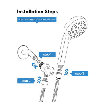 NFTIGB High Pressure 10 Mode Handheld Shower Head with 5 ft Stainless Steel Hose, Showerhead for Bathroom