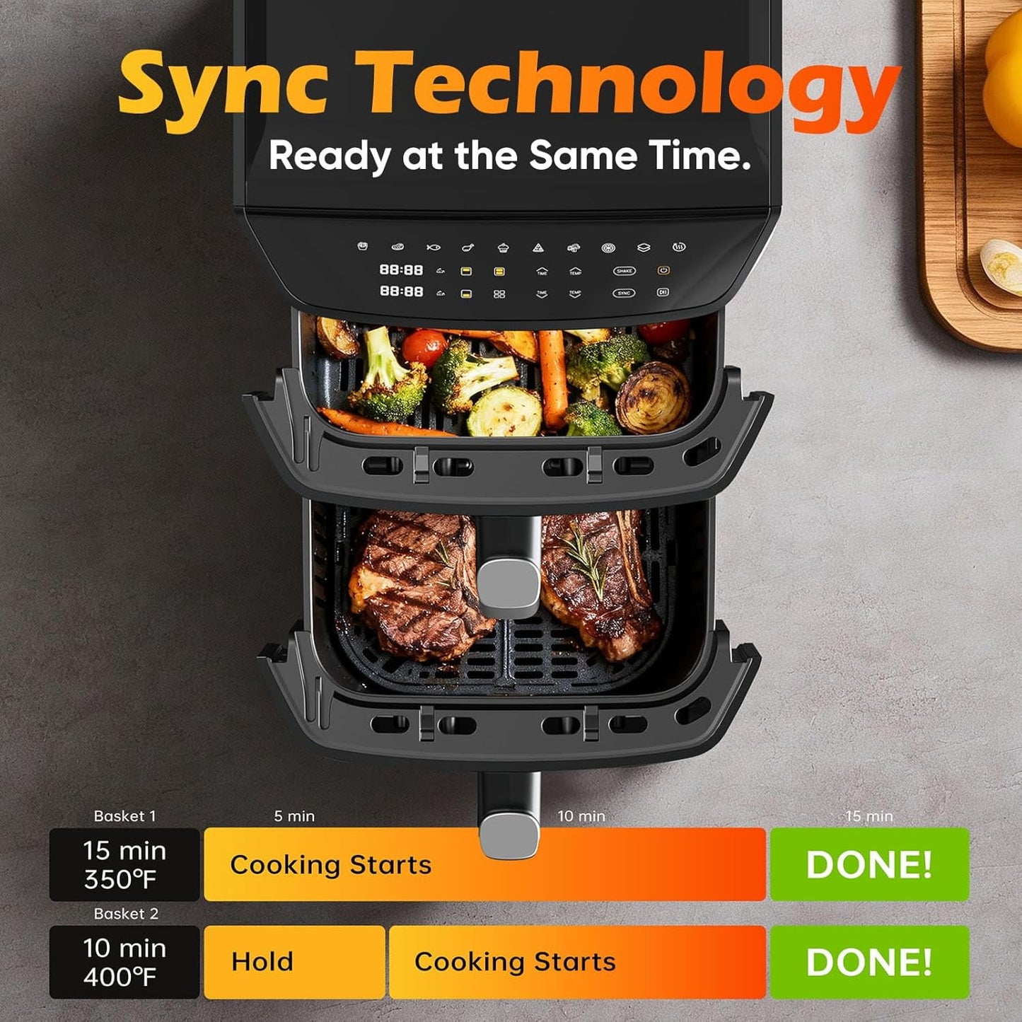 WEENEED 6-Qt Digital Air Fryer, 8-in-1 Touchscreen Air Fryer Oven with 1500W, Nonstick Basket and Crisper Tray, Black
