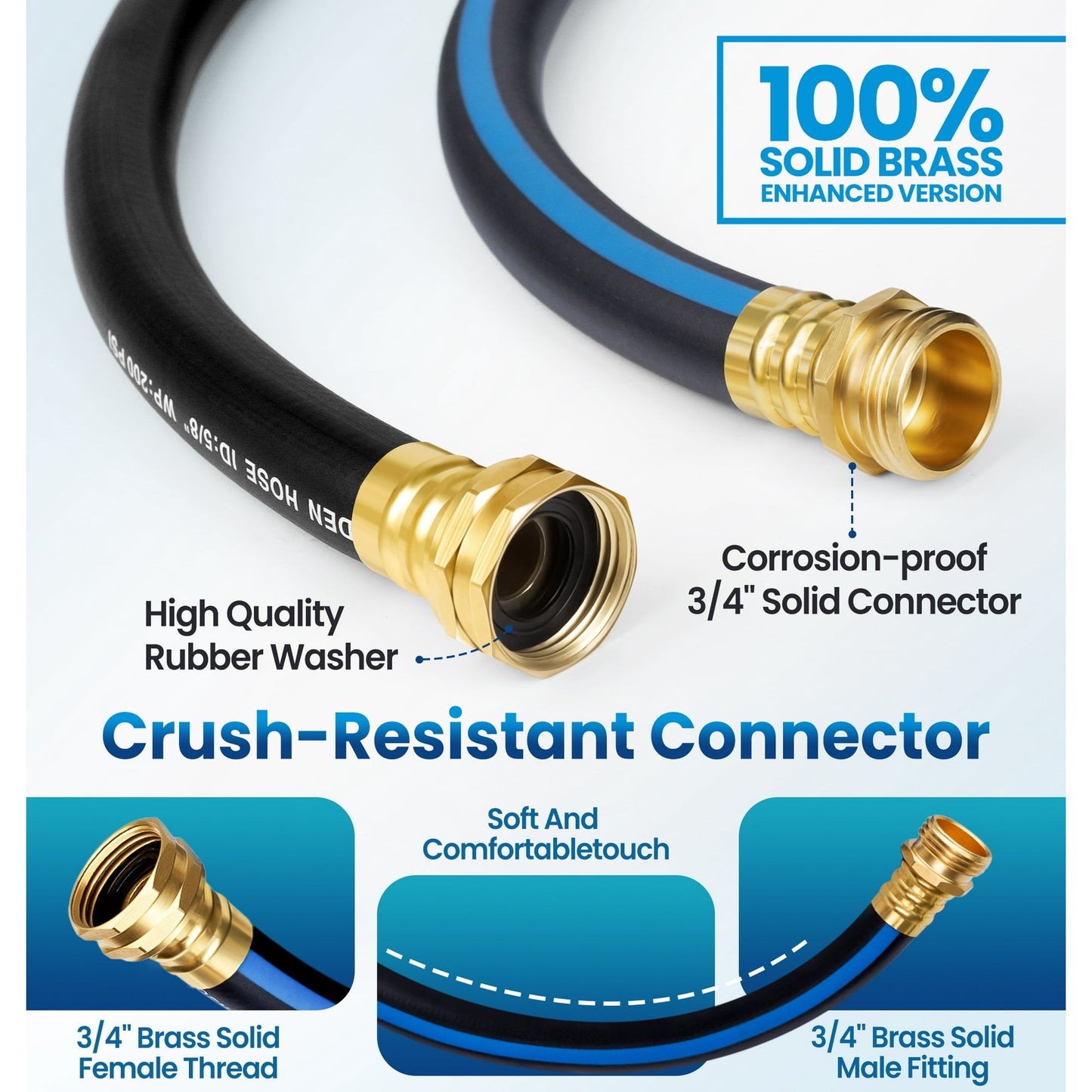 OHHANI Garden Hose, 50 FT x 5/8” Water Hose for Outdoor with 10 Function Sprayer Nozzle