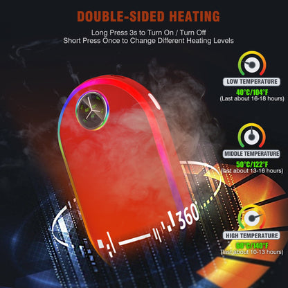 Madala Hand Warmers, 10000Mah Hand Warmers Rechargeable, 7 Changing Colors Lights Electric Hand Warmers, Reusable Hand Warmer for Outdoors, Hunting, Golf, Camping, Red