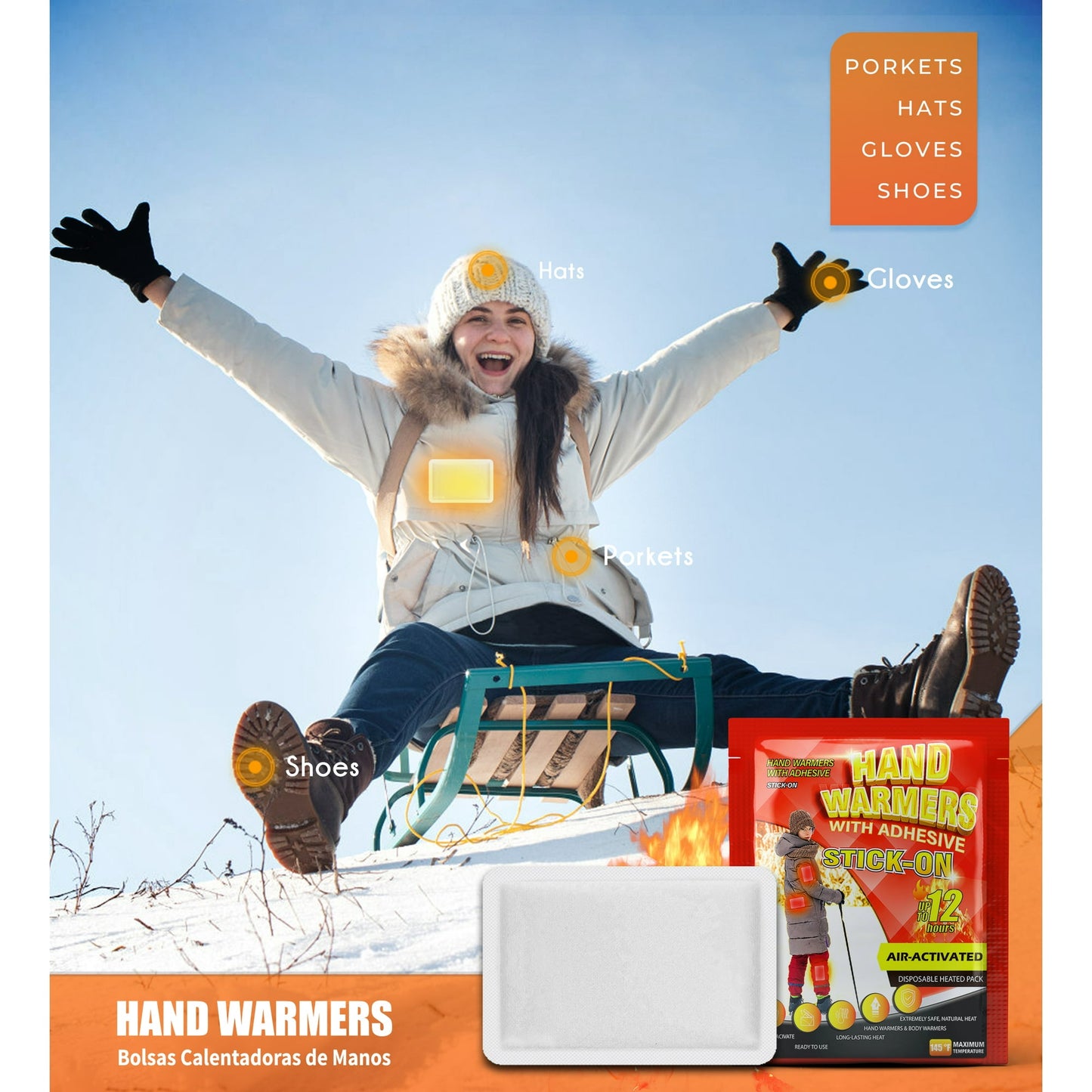 NFTIGB Body Warmer Hand Warmers with Adhesive Backing, Disposable 22Pcs, Long Last Safe Heated 12H