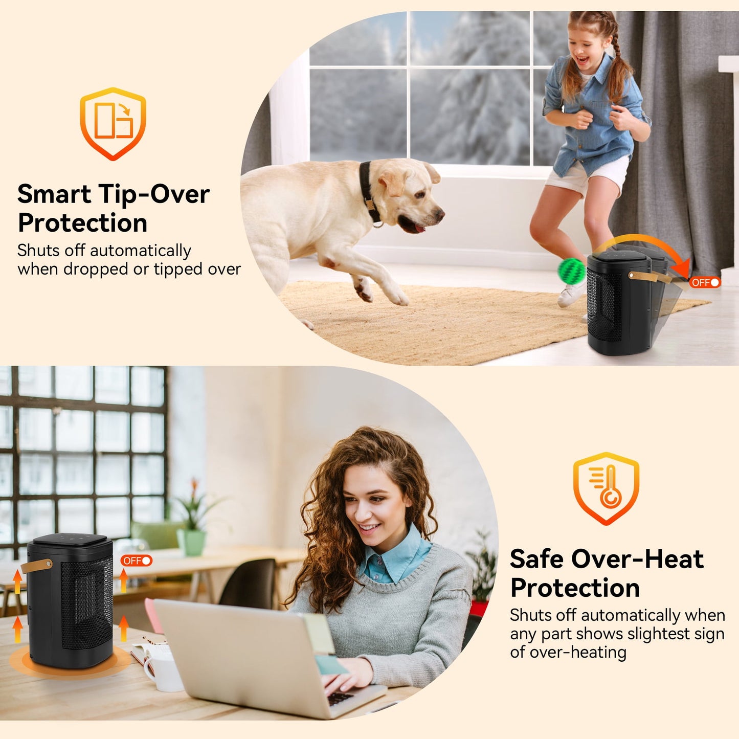 NFTIGB Space Heaters for Home, Desktop Portable Heater with Remote and Timer, 1500W PTC Electric Heater,New