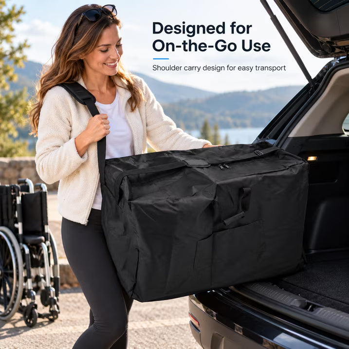 GONCON Foldable Wheelchair Bag Waterproof Large Capacity Oxford Cloth Travel Carrier for Travel Outdoor Black, 45.3 x 31.5 x 15.7 inches / 115 x 80 x 40 cm
