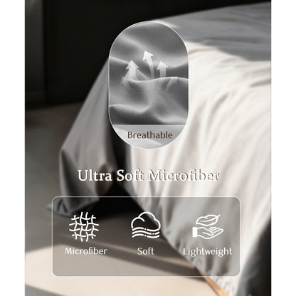 YGXNEWER Full Size 4 Piece Sheet Set, Comfy Breathable Cooling Bed Sheets Set, Hotel Luxury Bedding, Deep Pockets, Ultra-Soft, Wrinkle Free, Grey