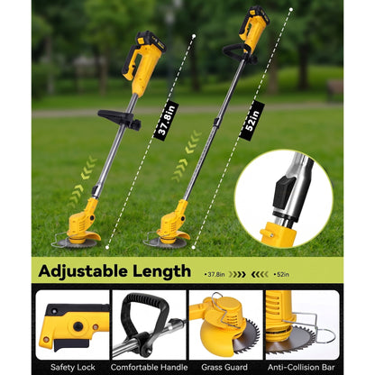 HOTREE 21V Cordless Electric String Trimmer with 2×2.0Ah Batteries, 3 Functional Blades & Adjustable Handle-Weed Wacker Edger for Yard & Garden Maintenance