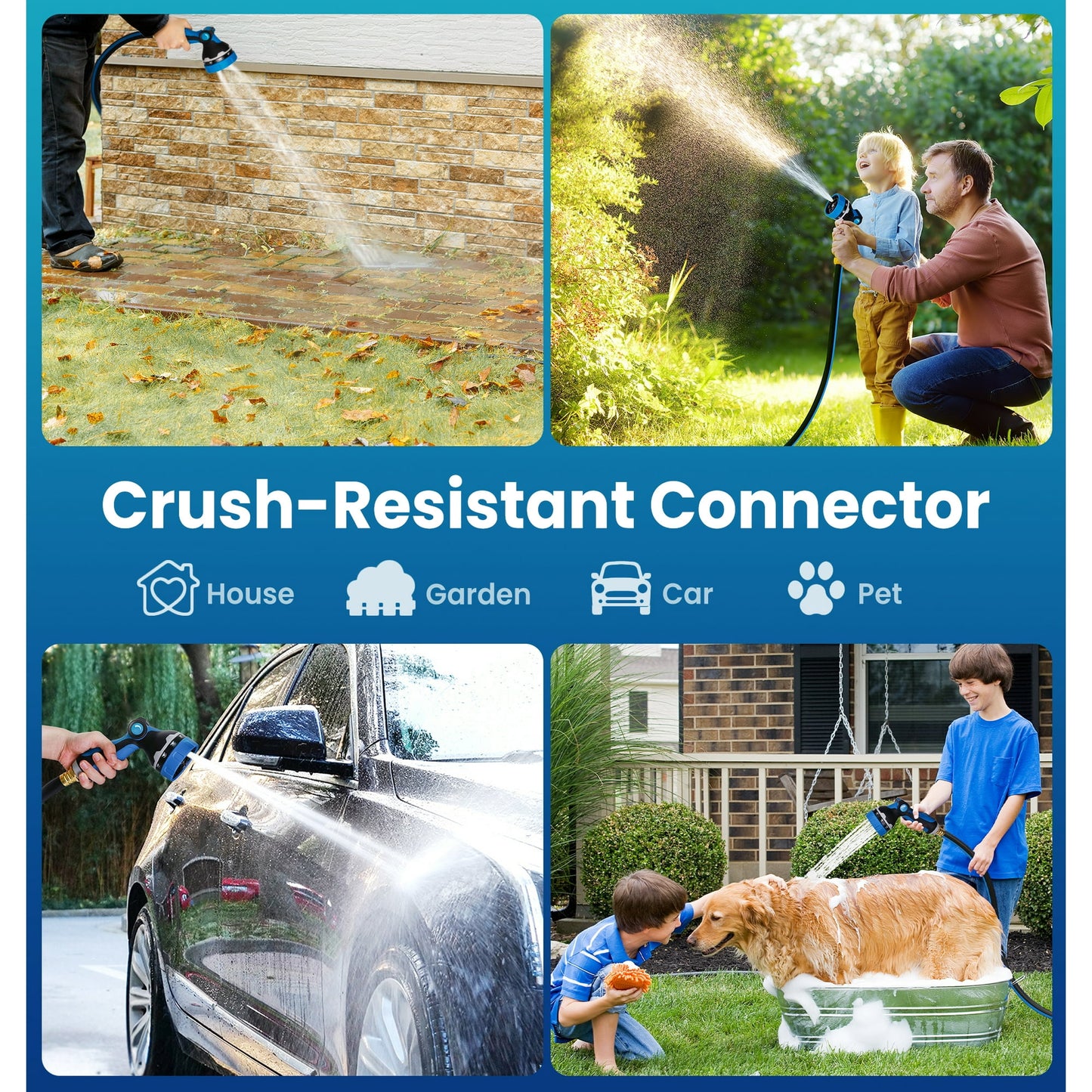 OHHANI Garden Hose, 50 FT x 5/8” Water Hose for Outdoor with 10 Function Sprayer Nozzle