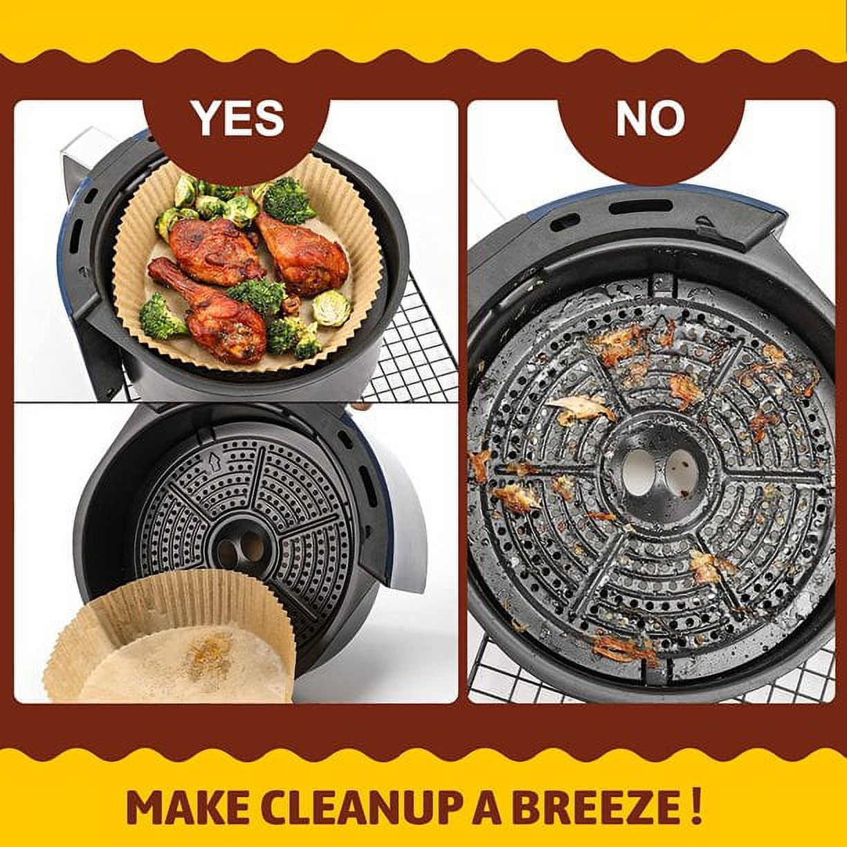 M Buder Non-Stick Disposable Water Proof Oil Resistant Air Fryer Liner, 120 Pieces, Round, Parchment Paper