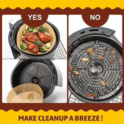 M Buder Non-Stick Disposable Water Proof Oil Resistant Air Fryer Liner, 120 Pieces, Round, Parchment Paper