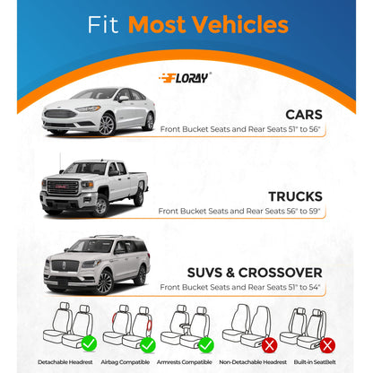 Floray PU Leather Car Seat Covers Full Set - Universal Fit for Cars, SUVs, and Trucks