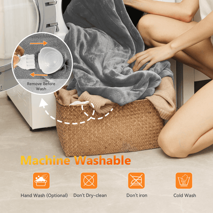 YGXNEWER 50" x 60" Electric Heated Blanket with 10 Heating Levels & 1-8H Auto-off, Machine Washable Flannel & Sherpa, Gray & White