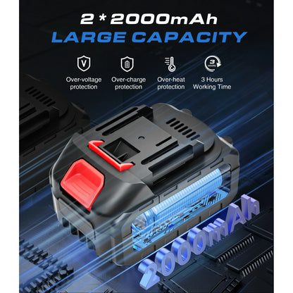 Cordless Impact Wrench 1/2 Brushless Impact Gun With 3000RPM & Max Torque 260 ft-lbs High Torque Gun w/ 2x 2.0Ah Battery & Charger