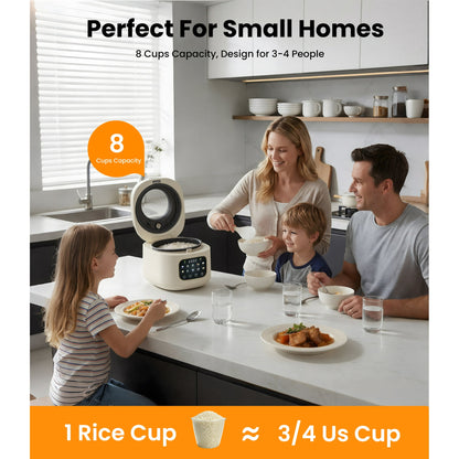 Casualife 12-Cups/4.3QT Rice Cooker with Steamer & Keep Warm, 10-in-1 Multicooker，24-Hour Timer，Non-Stick Inner Pot, White