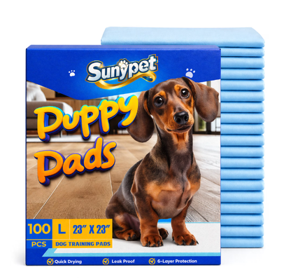 Sunypet Puppy Pads Disposable Dog Potty Training Pads, Quick Dry, Ultra Absorbent, L 23"x23", 100ct