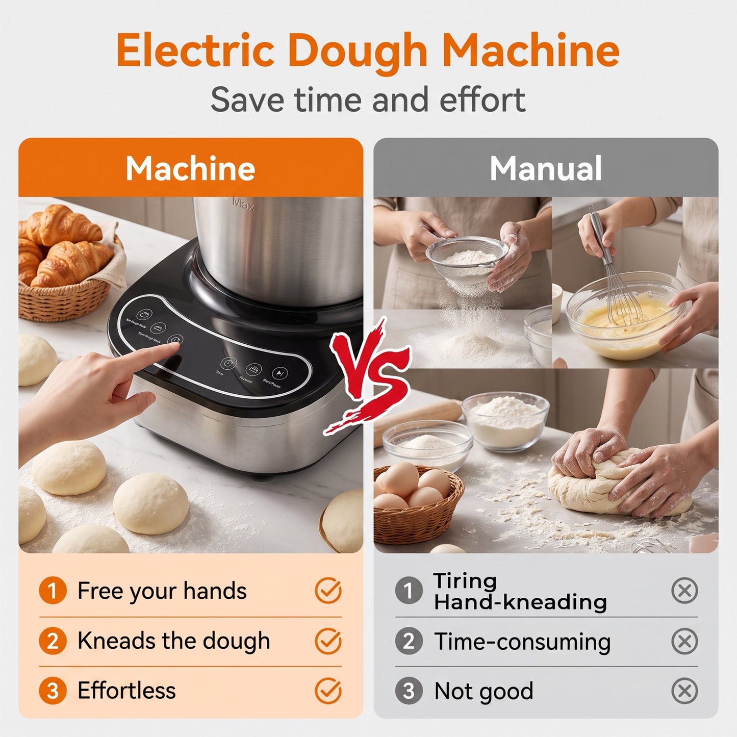 Casualife Automatic Electric Dough Maker, Multi-Functional Dough Mixer with Ferment Mode for Bread and Pizza