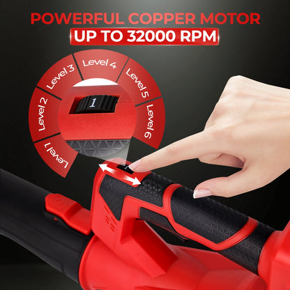 HOTREE Cordless Electric Leaf Blower, 480CFM/160MPH, 6 Speed Mode with 2 Batteries for Lawn, Patio & Dust Cleaning