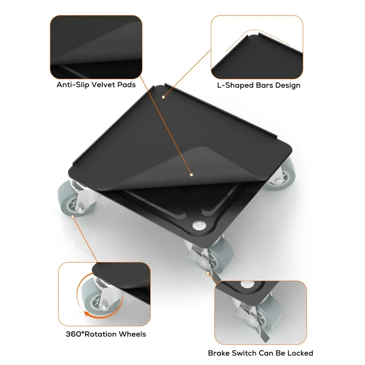 M Buder Heavy Duty Furniture Movers, Dolly Set Rotatable Rubber Universal 4 Wheels, Alloy Steel Furniture Moving Dolly, 1800 LBS Load Capacity, 5.3 in x 5.3 in