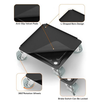 M Buder Heavy Duty Furniture Movers, Dolly Set Rotatable Rubber Universal 4 Wheels, Alloy Steel Furniture Moving Dolly, 1800 LBS Load Capacity, 5.3 in x 5.3 in