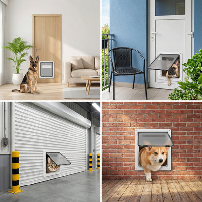 Tolobebe Large Dog Door with Magnetic Lock, Weatherproof Pet Door for Dogs up to 155 lbs, White, 14.6" x 11.4"